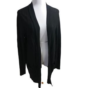 Tribekka 44 open long cardigan cutout details  Size Large Black Rayon Polyester